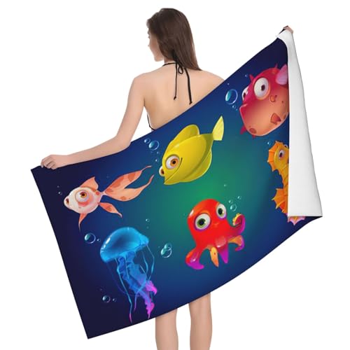 GXUNGT Mikrofaser-Badetücher, Motiv: Meereslebewesen, Badezimmer- und Raumdekoration, Schwimmen, Reisen, Camping, Pool GXUNGT Mikrofaser-Badetücher, Motiv: Meereslebewesen, Badezimmer- und Raumdekoration, Schwimmen, Reisen, Camping, Pool von GXUNGT