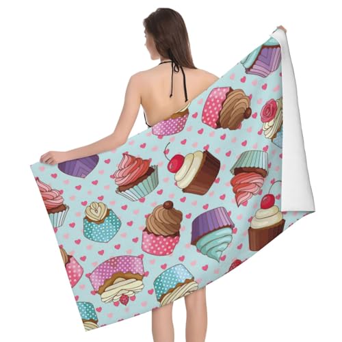 GXUNGT Mikrofaser-Badetücher mit Cupcake-Muster, Badezimmer- und Raumdekoration, Schwimmen, Reisen, Camping, Pool-Handtücher GXUNGT Mikrofaser-Badetücher mit Cupcake-Muster, Badezimmer- und Raumdekoration, Schwimmen, Reisen, Camping, Pool-Handtücher von GXUNGT