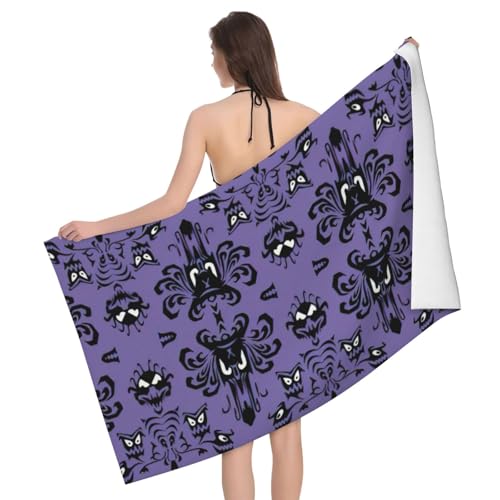 GXUNGT Mikrofaser-Badetücher mit Horror-Muster auf violettem Hintergrund, Badezimmer- und Raumdekoration, Schwimmen, Reisen, Camping, Pool-Handtücher GXUNGT Mikrofaser-Badetücher mit Horror-Muster auf violettem Hintergrund, Badezimmer- und Raumdekoration, Schwimmen, Reisen, Camping, Pool-Handtücher von GXUNGT