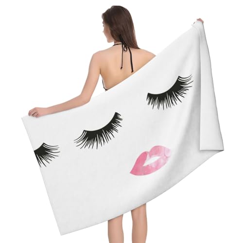 GXUNGT Mikrofaser-Badetücher mit Wimpernlippen-Aufdruck, Badezimmer- und Raumdekoration, Schwimmen, Reisen, Camping, Pool-Handtücher, Weiß GXUNGT Mikrofaser-Badetücher mit Wimpernlippen-Aufdruck, Badezimmer- und Raumdekoration, Schwimmen, Reisen, Camping, Pool-Handtücher, Weiß von GXUNGT