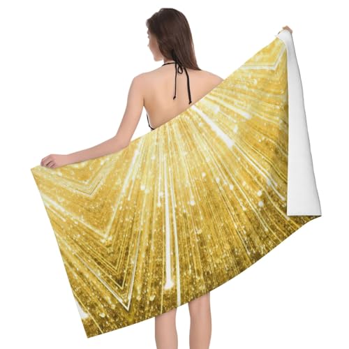 GXUNGT Mikrofaser-Badetücher mit goldfarbenem Glitzer-Aufdruck, Badezimmer- und Raumdekoration, Schwimmen, Reisen, Camping, Pool-Handtücher von GXUNGT