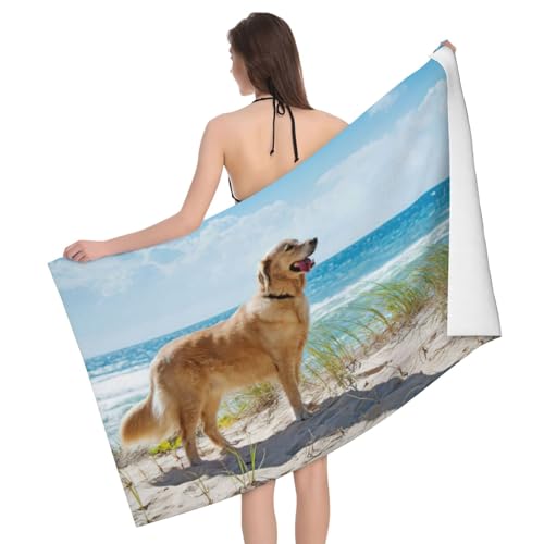 Mikrofaser-Badetücher mit Golden Retriever-Aufdruck, Badezimmer- und Raumdekoration, Schwimmen, Reisen, Camping, Pool-Handtücher Mikrofaser-Badetücher mit Golden Retriever-Aufdruck, Badezimmer- und Raumdekoration, Schwimmen, Reisen, Camping, Pool-Handtücher von GXUNGT