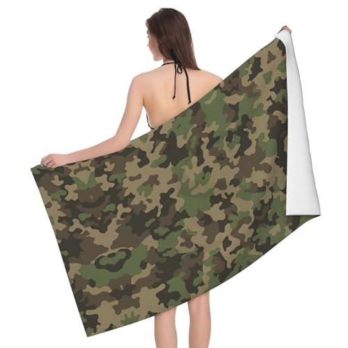 Mikrofaser-Handtücher, Camouflage-Druck, Badezimmer- und Raumdekoration, Schwimmen, Reisen, Camping, Pool, Grün von GXUNGT