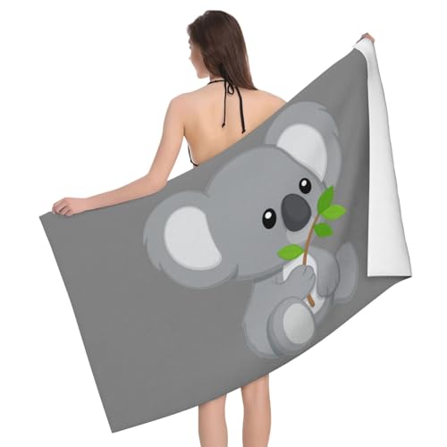 Mikrofaser-Handtücher mit grünen Blättern, Koala-Druck, Badezimmer- und Raumdekoration, Schwimmen, Reisen, Camping, Pool-Handtücher Mikrofaser-Handtücher mit grünen Blättern, Koala-Druck, Badezimmer- und Raumdekoration, Schwimmen, Reisen, Camping, Pool-Handtücher von GXUNGT