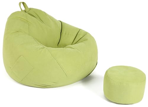 GXUYN Sitzsack Stuhlbezug(ohne Füllung), Weicher Waschbar Feiner Samt-Baumwolle Sitzsäcke Bezug Faule Sofa Sitzsackhülle für Kinder und Erwachsene,Grün,39"x47" von GXUYN
