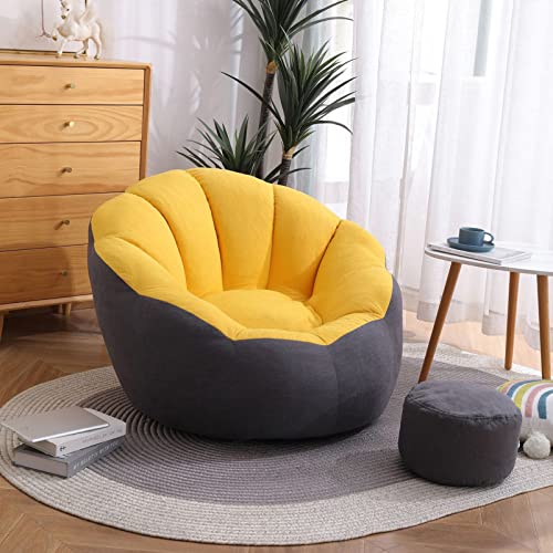 Sitzsack Bean Bag Faules Sofa Sitzsack Bezu (Ohne Füllung) für Gaming oder Entspannen - Indoor wie Outdoor Lounge Gamer Sitzsack Sessel,Yellow Gray Stitching von GXUYN