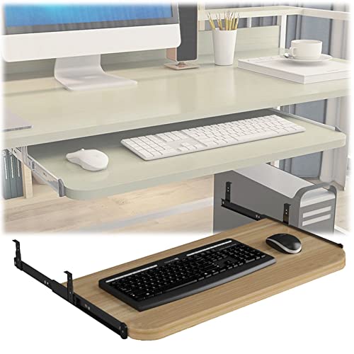 GXXINGIN Ausziehbare Tastaturablage, höhenverstellbar, unter dem Schreibtisch, Tastaturplattform, 54/60/70 x 27 cm, ergonomischer Tastaturständer aus Holz mit ausziehbarer Schublade von GXXINGIN