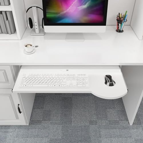GXXINGIN Ausziehbare Tastaturablage unter dem Schreibtisch, ergonomische Computertastatur-Ausziehablage für Tastatur- und Mausunterstützung (weiß, 60 cm) von GXXINGIN