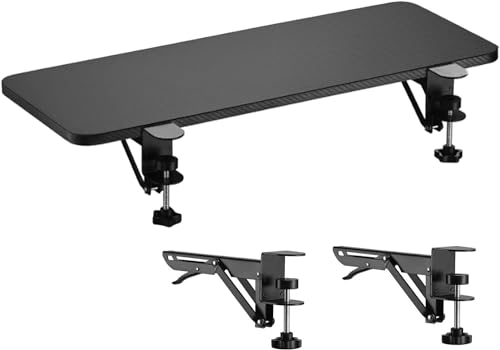 GXXINGIN Ergonomisches Schreibtisch-Erweiterungstablett, Schwarznuss-Ahorn, 55 65 75 cm, Klemm-Tastaturablage mit klappbaren Regalhalterungen, zur Desktop-Verbreiterung, Armstütze, Armlehnen-Regalst von GXXINGIN