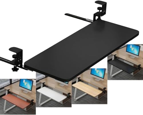 GXXINGIN Große Tastaturablage unter dem Schreibtisch, ausziehbare Plattform mit C-Klemme, 52/65/75 cm, ergonomische EIN- und Auszieh-Tastaturschublade für Home Office und Schule, Stabiler Tastaturst von GXXINGIN