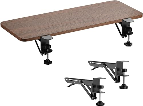 GXXINGIN Schreibtisch-Verlängerungstablett, Schwarznuss-Ahorn, 55 65 75 cm, anklemmbare Tastaturablage mit klappbaren Regalhalterungen, zur Verbreiterung des Schreibtischs, Armlehnenstütze, Armlehne von GXXINGIN