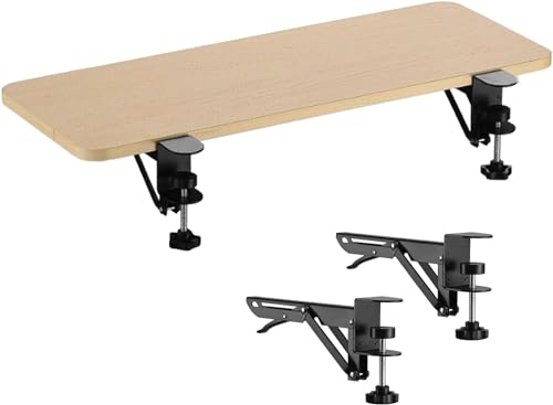 GXXINGIN Schreibtisch-Verlängerungstablett, Schwarznuss-Ahorn, 55 65 75 cm, anklemmbare Tastaturablage mit klappbaren Regalhalterungen, zur Verbreiterung des Schreibtischs, Armlehnenstütze, Armlehne von GXXINGIN