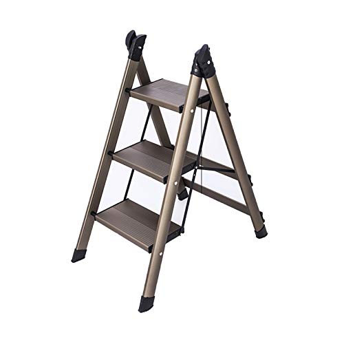 GXXINGIN Tritthocker Home 3-Stufen-Leiter, Klapptritthocker mit breitem Anti-Rutsch-Pedal, stabile, langlebige, robuste Stahlleiter/#2 von GXXINGIN