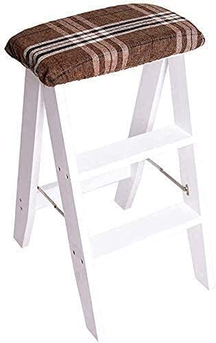 GXXINGIN Tritthocker Trittleiter Klapphocker/3-Streifenleiter Holztreppe Schwammhocker Sitzfläche Ausgefahren. 150 Kg Tritthocker/Braun von GXXINGIN
