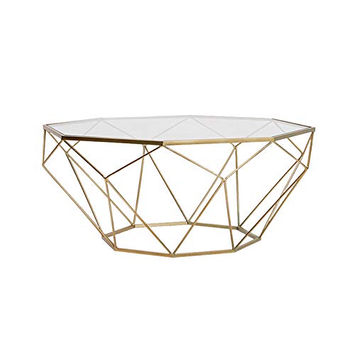 GXYAWPJ Achteckiger Couchtisch Aus Gehärtetem Glas Nordic Minimalist Sofa Tisch Für Wohnzimmer Wohnzimmer Garten Mit Eisen Gold Basis (56 cm * 40 cm) von GXYAWPJ