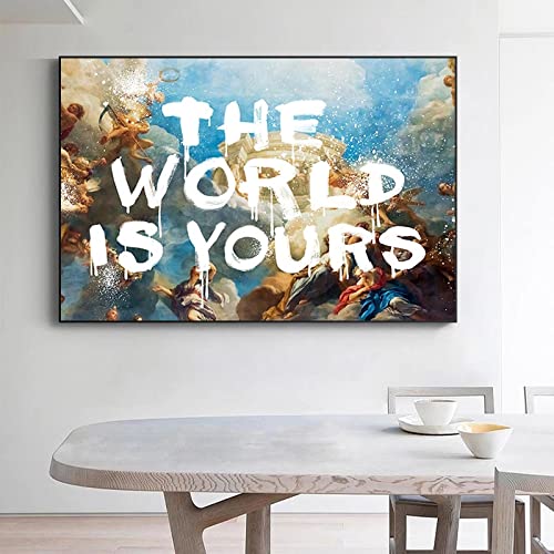 Kunstdrucke Graffiti-Ideen The World Is Yours Brief Leinwand Malerei Poster Wandkunst Bilder für Wohnzimmer Dekor Cuadros 60x90cm(24x36in) Rahmenlos von GXYD