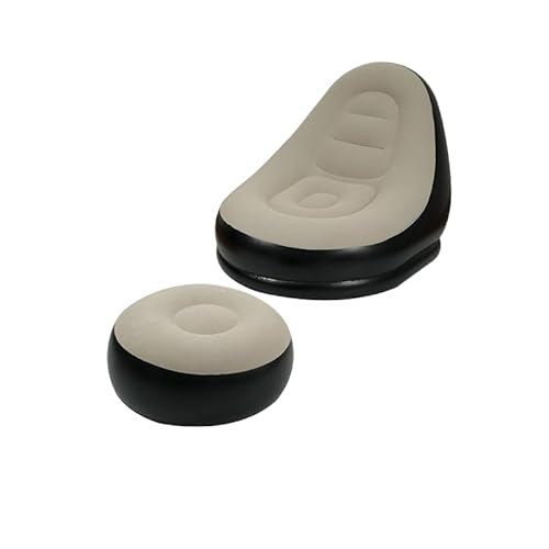GXYHJVMFPSC Aufblasbares faules Sofa im Freien Sofa Stuhl tragbares Camping Dicke Beflockung Schlafzimmer Haushalt Freizeit Klapp Bett-Grey von GXYHJVMFPSC