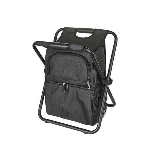 GXYHJVMFPSC Campingstuhl Chair Sitz-Kühlrucksack 3-in-1 Multifunktionaler Tragbarer Klapphocker Auslaufsicher Zum Angeln Outdoor Events Picknicks-Black von GXYHJVMFPSC