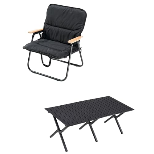 GXYHJVMFPSC Holzgriff mit Kissen Klappstuhl Eierrolle Tisch und Stuhl Set Camping Outdoor Strand Boarding-4 Large Chairs 1 Table GXYHJVMFPSC Holzgriff mit Kissen Klappstuhl Eierrolle Tisch und Stuhl Set Camping Outdoor Strand Boarding-4 Large Chairs 1 Table von GXYHJVMFPSC
