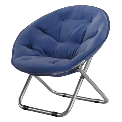 GXYHJVMFPSC Klappstuhl Faltbarer Moon Chair Lounge-Sessel Rund Lesesessel Gaming-Sessel Metallrahmen Chairs Für Jugendliche Und Erwachsene Für Drinnen Und Draußen-Navy Blue von GXYHJVMFPSC