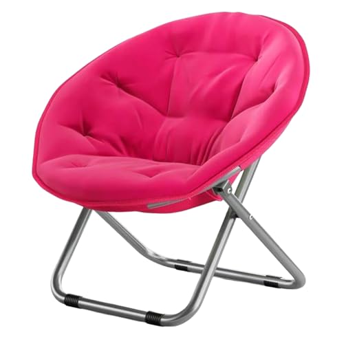 GXYHJVMFPSC Klappstuhl Faltbarer Moon Chair Lounge-Sessel Rund Lesesessel Gaming-Sessel Metallrahmen Chairs Für Jugendliche Und Erwachsene Für Drinnen Und Draußen-Rose red von GXYHJVMFPSC