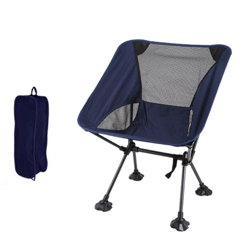 GXYHJVMFPSC Strandkörbe Tragbarer Klappbarer Mondstuhl Mit Aufbewahrungstasche Großem Fußpolsterstabilisator Und Kleiner Größe Für Outdoor-Camping-Wandern-Navy Blue von GXYHJVMFPSC