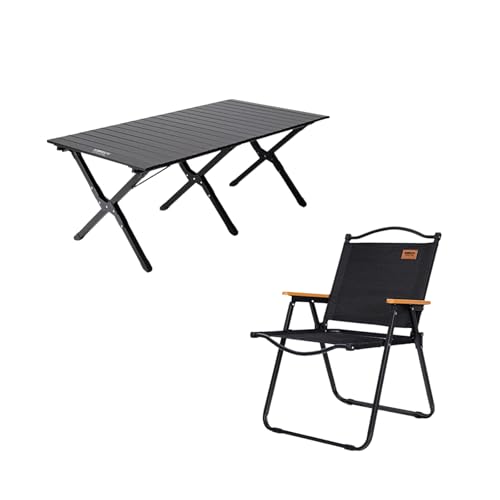 GXYHJVMFPSC Tragbarer Klappstuhl Für Den Außenbereich Eierrollen-Klapptisch 120 cm Langer Tisch Outdoor Camping Reisen Strand Picknick 1 Tisch 4 Stühle von GXYHJVMFPSC