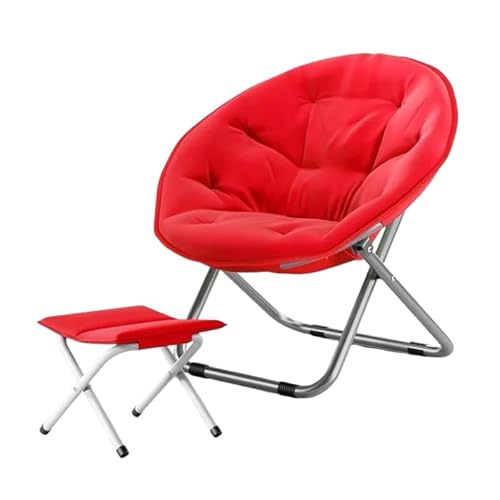 GXYHJVMFPSC Untertassenstuhl Klapphocker Mit Fußstütze Runder Stuhl Fürs Schlafzimmer Gaming Im Wohnheim Klappbarer Bequemer Akzentsitz Für Kleine Räume Klappbarer Mondpilz-Stuhl Rund-Red von GXYHJVMFPSC