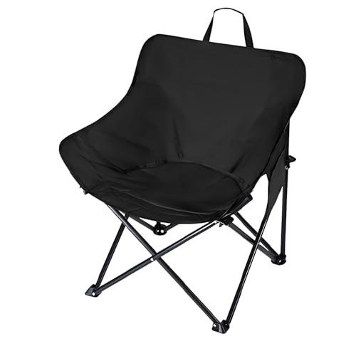 GXYHJVMFPSC Verdickung Erweiterung Outdoor-Klappstuhl Tragbar Tragbar Campingstuhl Rucksackstuhl Ultraleicht Kompakt 140Kg Tragkraft Für Outdoor-Camping Reisen Strand Picknick Wandern-Black von GXYHJVMFPSC