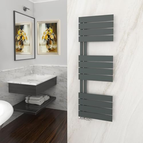 GY Bath Badheizkörper 1200x400mm, Anthrazit Handtuchhalter Heizkörper Flach, Handtuchheizkörper Seitenanschluss Handtuchwärmer Handtuchtrockner 547W von GY Bath