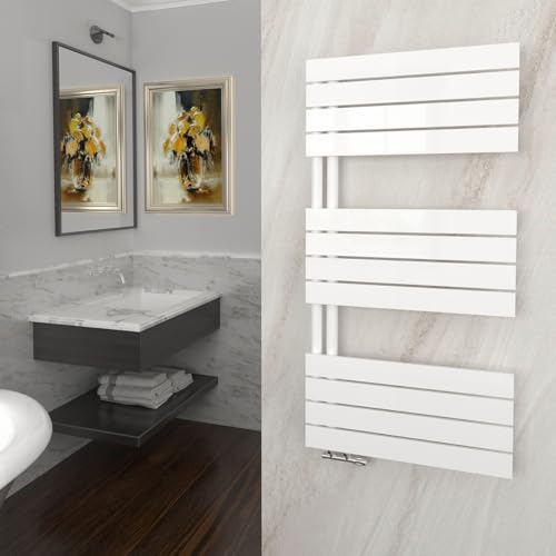 GY Bath Badheizkörper 1200x600mm, Weiß Handtuchhalter Heizkörper Flach, Handtuchheizkörper Seitenanschluss Handtuchwärmer Handtuchtrockner 608W von GY Bath