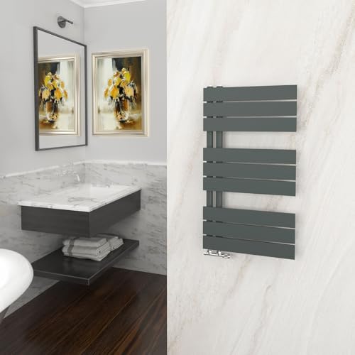 GY Bath Badheizkörper 845x450mm, Anthrazit Handtuchhalter Heizkörper Flach, Handtuchheizkörper Seitenanschluss Handtuchwärmer Handtuchtrockner 389W von GY Bath