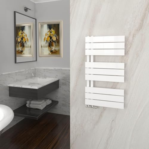 GY Bath Badheizkörper 845x450mm, Weiß Handtuchhalter Heizkörper Flach, Handtuchheizkörper Seitenanschluss Handtuchwärmer Handtuchtrockner 389W von GY Bath