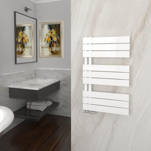 GY Bath Badheizkörper 845x500mm, Weiß Handtuchhalter Heizkörper Flach, Handtuchheizkörper Seitenanschluss Handtuchwärmer Handtuchtrockner 408W von GY Bath