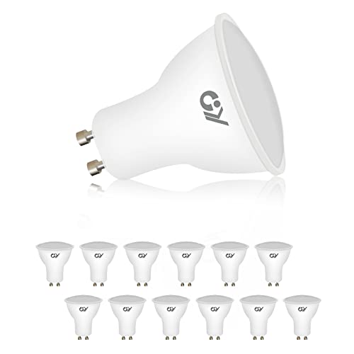 GY 12-er Pack GU10 LED leuchtmittel, 6W (entspricht 60-W-Glühbirne) 450 Lumen, 2700 Kelvin warmweiss, 120° Abstrahlwinkel Reflektor lampe, Weiches und gleichmäßiges Licht, Nicht dimmbar von GY