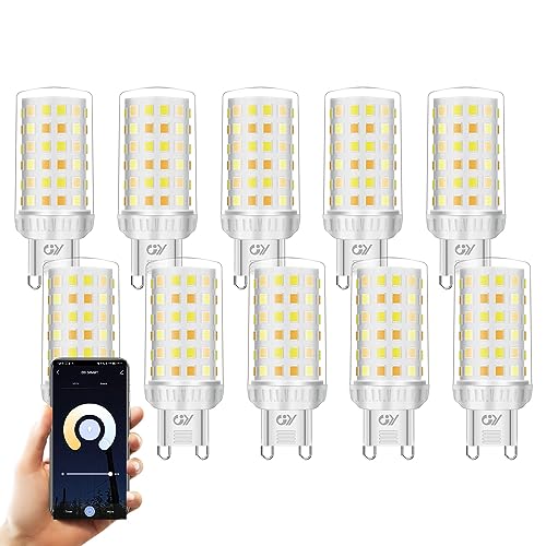 GY Alexa Glühbirne Smart Lampe G9,WLAN Lampe LED Kompatibel mit Alexa/Google Home 2.4 GHz,4W 440lm, Dimmbar Warmweiß-Kaltweiß und Mehrfarbige Birne, Kontrolle durch APP, 10 Stück von GY