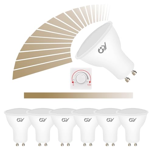 GY GU10 LED Dimmbar Neutralweiss Lampe, 7W 4000K 600lm Neutralweiß Glühbirnen, Ersetzt 70W Halogen Leuchtmittel, 120° Abstrahlwinkel einstellbare LED Bulb, 6 stück [Energieklasse G] von GY