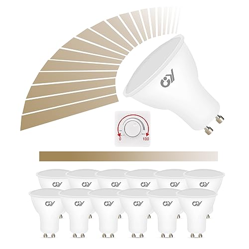 GY GU10 LED Dimmbar Neutralweiss Lampe, 7W 4000K 600lm Neutralweiß Glühbirnen, Ersetzt 70W Halogen Leuchtmittel, 120° Abstrahlwinkel einstellbare LED Bulb, 12 stück [Energieklasse G] von GY