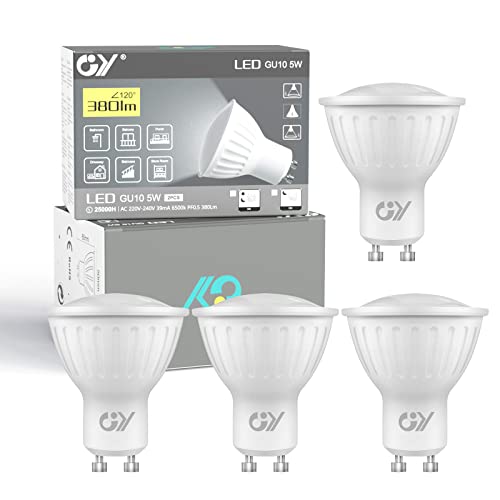 GY GU10 LED Kaltweiss Lampe mit Radar Sensor,5W Ersetzt 40W Halogenlampe,380 Lumen 6500K Kaltweiß Sensor Glühbirnen,Automatisch ein/aus,Abstrahlwinkel 120°,Nicht Dimmbar Reflektor Lampen,4 Stück von GY