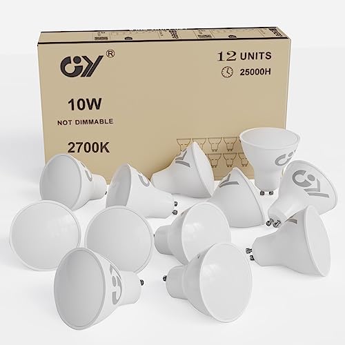 GY GU10 LED Warmweiss Lampe,10W 2700K 1100 Lumen Warmweiß Glühbirnen,Ersetzt 100W Halogen Leuchtmittel,Abstrahlwinkel 120° Reflektor Lampen,Nicht Dimmbar Led Birnen,12 stück [Energieklasse E] von GY