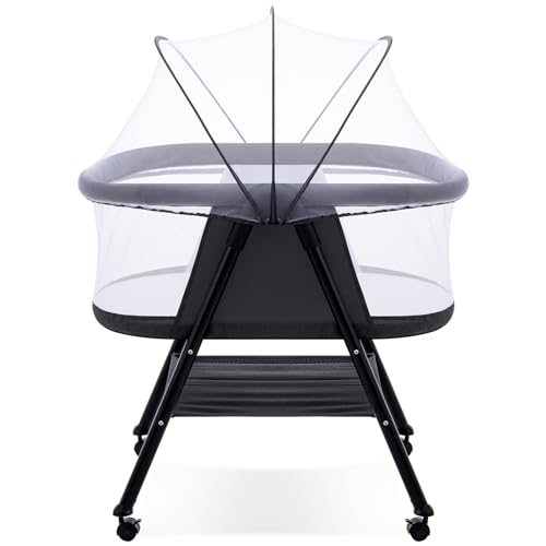 GYARING Baby-Stubenwagen, 3-in-1-Babybett, stabil, tragbar und einfach zu montieren, Moskitonetz und tragbare Tasche im Lieferumfang enthalten. (Schwarz) von GYARING