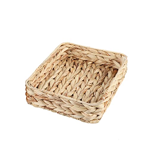 Wasserhyazinthe gewebtes Serviertablett Rechteckige handgeflochtene Weidenablagen für Kaffee/Frühstück/Dessert/Obst/Brot (Originalfarbe, Trompete.) von GYASVWU
