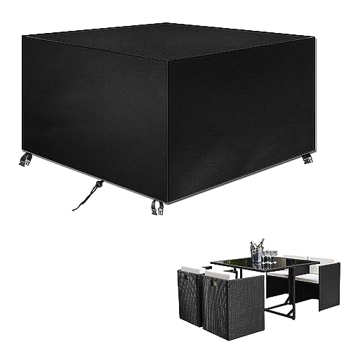 Abdeckung Gartenmöbel Wasserdicht, Abdeckhauben Balkonmöbel für Möbelsets, Loungemöbel Abdeckung Winterfest, Plane für Gartenmöbel, Schutzhülle für Sitzgruppe Gartenmöbel, Schwarz (120x120x90cm) von GYCQRS
