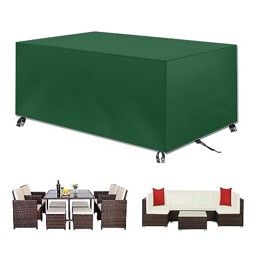 Abdeckung für Gartenmöbel Rechteckig, Abdeckplane Gartenmöbel 420D Oxford Gewebe Wasserdicht, Winddicht,UV-Beständiges, Abdeckung gartenmöbel Winterfest, 200x140x90cm (Grün) von GYCQRS