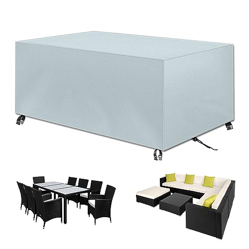 Abdeckung für Gartenmöbel Rechteckig, Abdeckplane Gartenmöbel 420D Oxford Gewebe Wasserdicht, Winddicht,UV-Beständiges, Abdeckung gartenmöbel Winterfest, 220x160x75cm (Grey) von GYCQRS