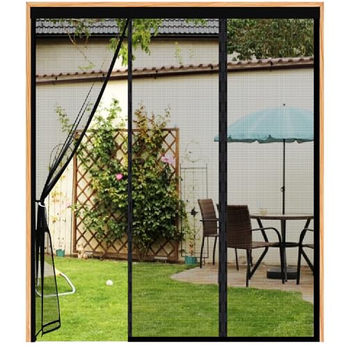 Fliegengitter Doppel Tür Magnet170(56/58/56) x210cm, Fliegenvorhang Magnet Balkontür, Fliegengitter Terrassentür Ohne Bohren, Moskitonetz Tür, Fliegenschutz Türen, Insektenschutz Doppeltür, Schwarz von GYCQRS