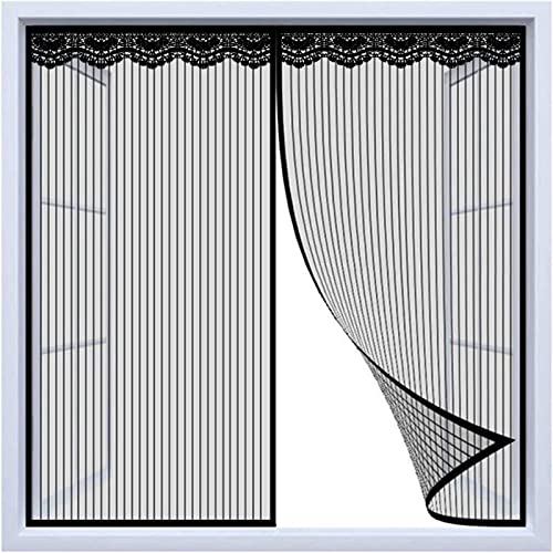 Magnet Fliegengitter Fenster Innen, Schwarz Anti-Moskito Fliegenvorhang, Ohne Bohren, Dachfenster Schiebefenster - 60cm(Breite) x75cm(Höhe) von GYCQRS