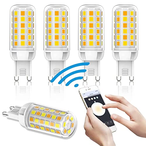 G9 Smart WLAN Glühbirne 4W Alexa LED Lampen Dimmbar 2700K to 6500K Birne Kompatibel mit Alexa und Google Home, Sprachsteuerung, Kein Hub Erforderlich, "Smart Life” APP, WiFi Smart G9, 5er Pack von GYCS