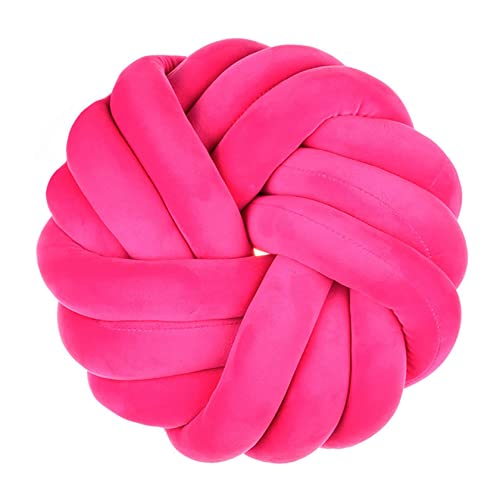 GYCS Kissen Knotenkissen Handgemachtes Knoten Kugel Kissen Geknotetes Kissen 35X35cm Zierkissen Knoten für Sofa Bett Dekorat Kreativität Mode Geschenk,Rose red von GYCS