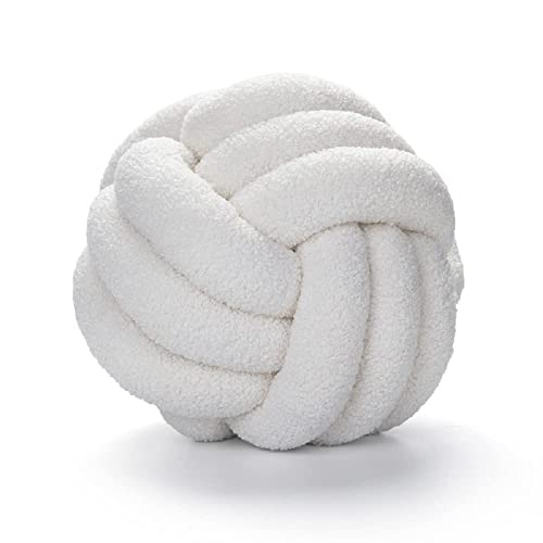 GYCS Knot Kopfkissen, Hand gewebt Knotenkissen, Knotenkissen Plüsch Kissen Weiche Geknotetes Kissen Knoten Ball Kissen Dekor Bett Zimmer,Beige,22cm von GYCS